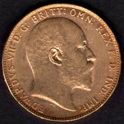 Sovereign 1906 P V.Británie Král Edward VII., KM#15 Au.917 7,988g 22,05/1,52mm mincovna Perth