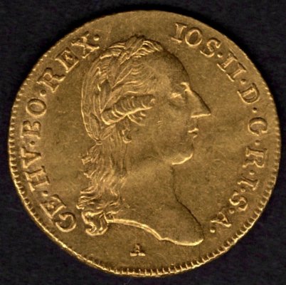 1 Dukát 1787 A Rakousko monarchie Josef II., KM#1783 Au.986 3,79g, mincovna Vídeň hranka, mírně zvlněn