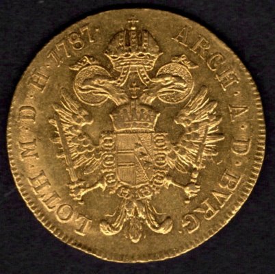 1 Dukát 1787 A Rakousko monarchie Josef II., KM#1783 Au.986 3,79g, mincovna Vídeň hranka, mírně zvlněn