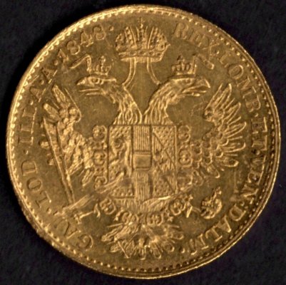 1 Dukát 1848 A Rakousko monarchie Ferdinand I., KM#2262 Au.986 3,49g, 20/0,7mm  mincovna Vídeň vlas.rys.