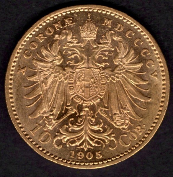 10 Koruna 1905  R-U František Josef I.  , KM#2805 Au.900 3,3875g, 19mm bez mincovny 