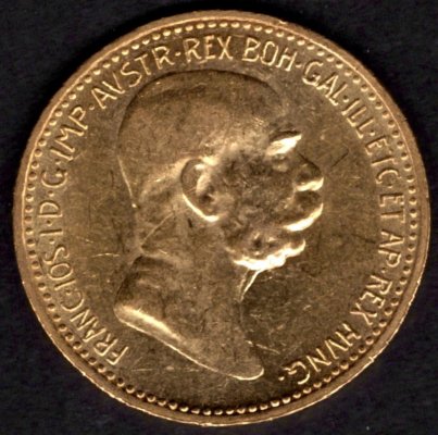 10 Koruna 1909  R-U František Josef I. Typ Marschall, KM#2815 Au.900 3,3875g, 19mm bez mincovny malá hlava