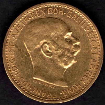 10 Koruna 1910  R-U František Josef I. Typ Schwartz, KM#2816 Au.900 3,3875g, 19mm bez mincovny velká  hlava vl.rys.