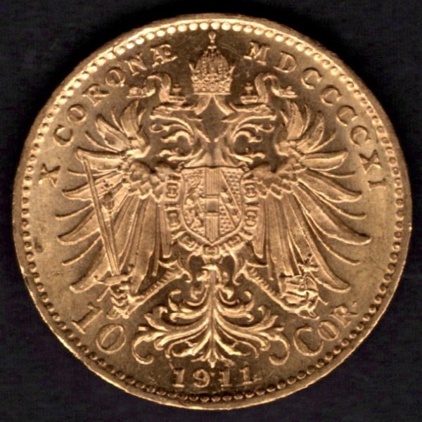 10 Koruna 1911  R-U František Josef I. Typ Schwartz, KM#2816 Au.900 3,3875g, 19mm bez mincovny velká  hlava vl.rys.