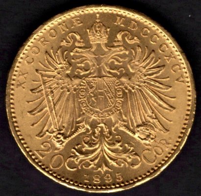 20 Koruna 1895 R-U František Josef I., KM#2806 Au.900 6,78g, 21mm bez mincovny 