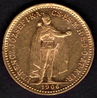 10 Koruna 1906 K.B.  R-U František Josef I. , KM#485, ÉH1491 Au.900 3,3875g, 19mm mincovna Kremnica dr.rys,hr.