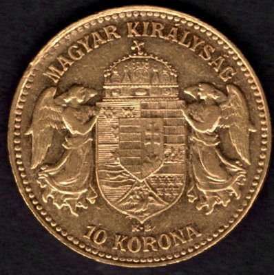 10 Koruna 1907 K.B.  R-U František Josef I. , KM#485, ÉH1491 Au.900 3,3875g, 19mm mincovna Kremnica UNC detail