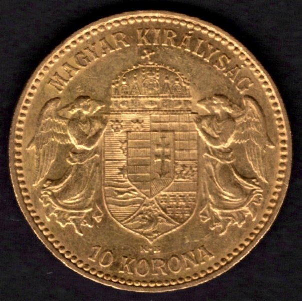 10 Koruna 1908 K.B.  R-U František Josef I. , KM#485, ÉH1491 Au.900 3,3875g, 19mm mincovna Kremnica 