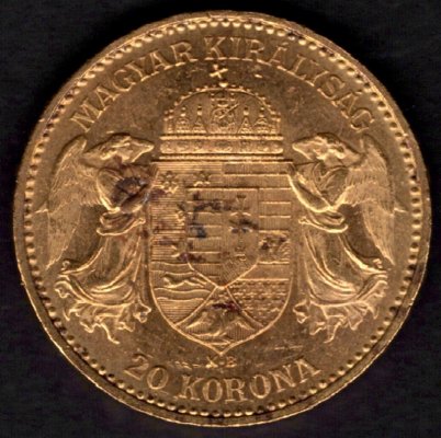 20 Koruna 1900 K.B.  R-U František Josef I. , KM#486, ÉH1489 Au.900 6,77g,21/1,4mm mincovna Kremnica dr.rys.,hr.