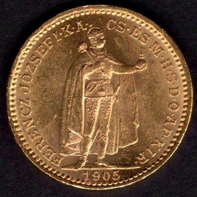 20 Koruna 1905 K.B.  R-U František Josef I. , KM#486, ÉH1489 Au.900 6,77g,21/1,4mm mincovna Kremnica dr.rys.,hr.