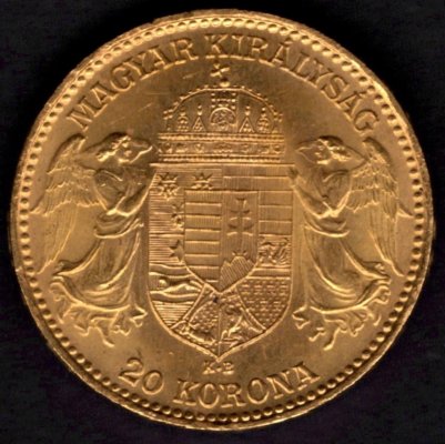 20 Koruna 1914 K.B.  R-U František Josef I. , KM#486, ÉH1489 Au.900 6,77g,21/1,4mm mincovna Kremnica dr.rys,hr.