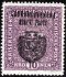 RV 40a, II. Pražský přetisk, znak, papír žilkovaný, formát široký, světle fialová 10K, zkoušena Gilbert, Vrba