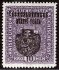 RV 40 ay, II. Pražský přetisk, znak, tmavě fialová 10K, nejasný tisk, zkoušena Vrba
