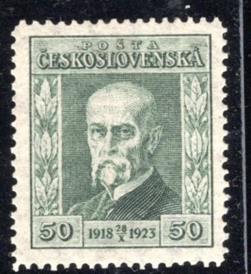 176, Jubilejní, výrazný posun monogramu, zelená 50h, zkoušena Mrňák, Karásek, vzácné