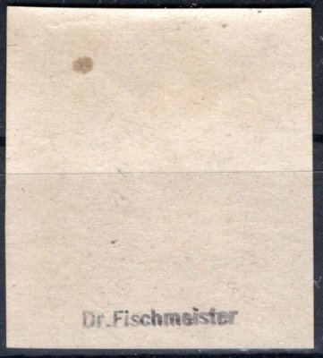 ZT, I. návrh, letopočet vlevo, OR, nezoubkovaná v barvě žluté, větší formát, vada papíru, zk. Fischmeister