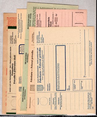 poštovní formuláře, sestava 7 ks, hezký stav, nepoužité