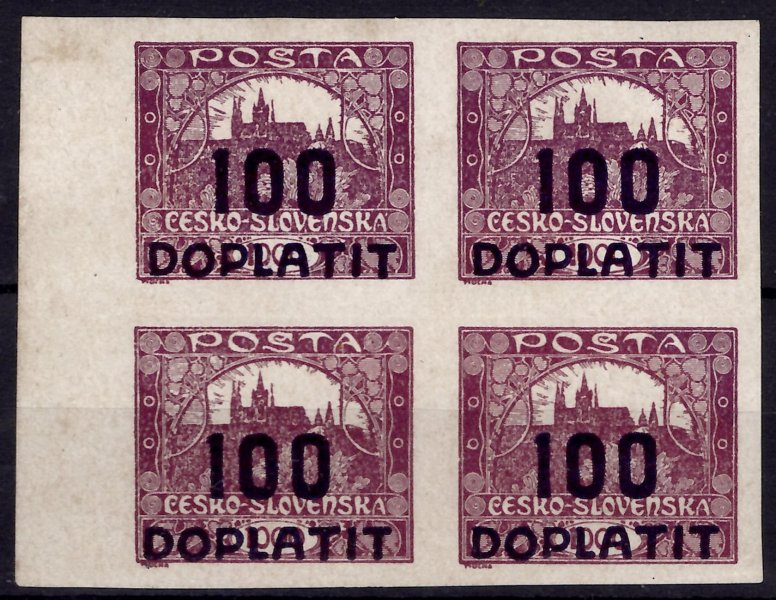 DL 25, doplatní, krajový 4blok s počítadly, 100/1000 fialová, zk. Gilbert