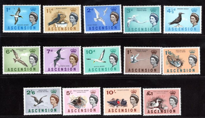 Ascension - SG 193 - 205, výplatní řada, Alžběta, ptáci