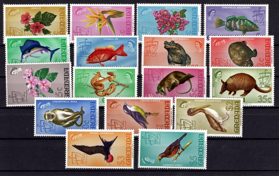 Grenada - Mi. 277 - 92, výplatní řada, fauna