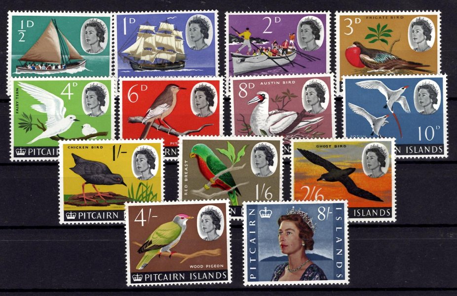 Pitcairn Islands - Mi. 39 - 51, výplatní řada, fauna, Alžběta