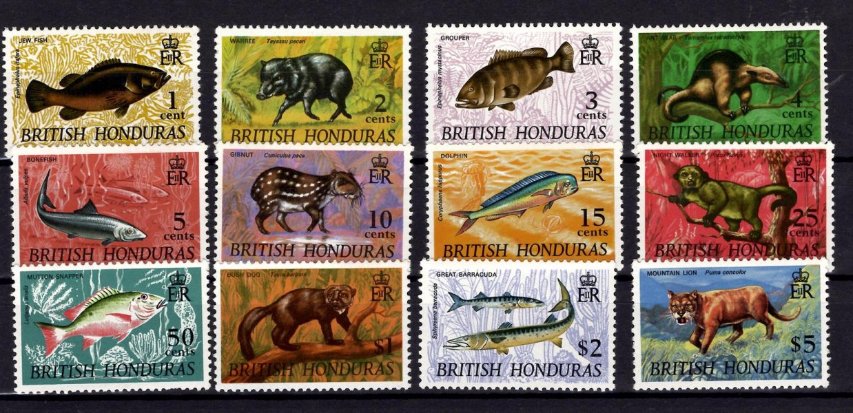 British Honduras - Mi. 211 - 22, výplatní řada, fauna