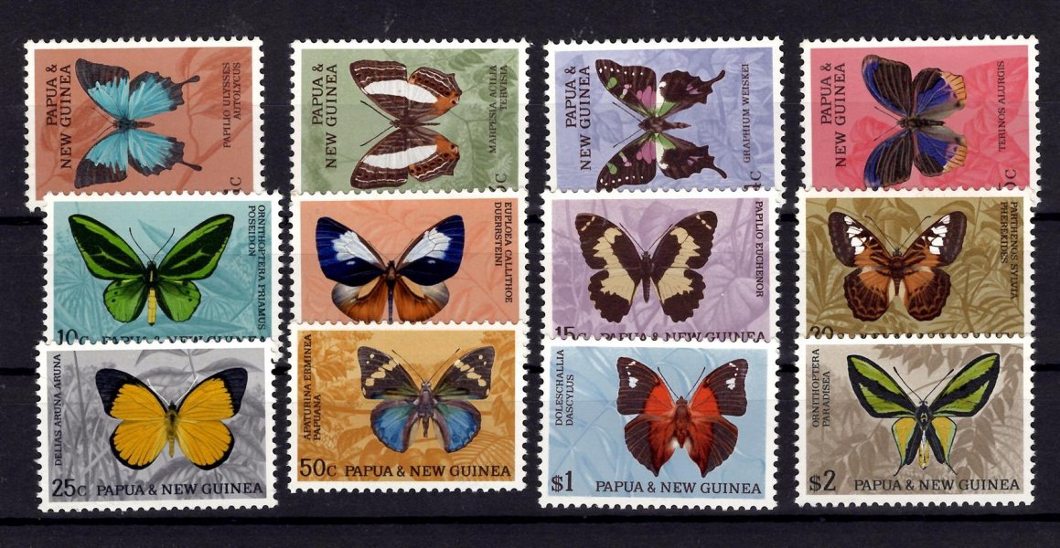 Papua new Guinea - Mi. 83 - 94, výplatní řada, fauna, motýli