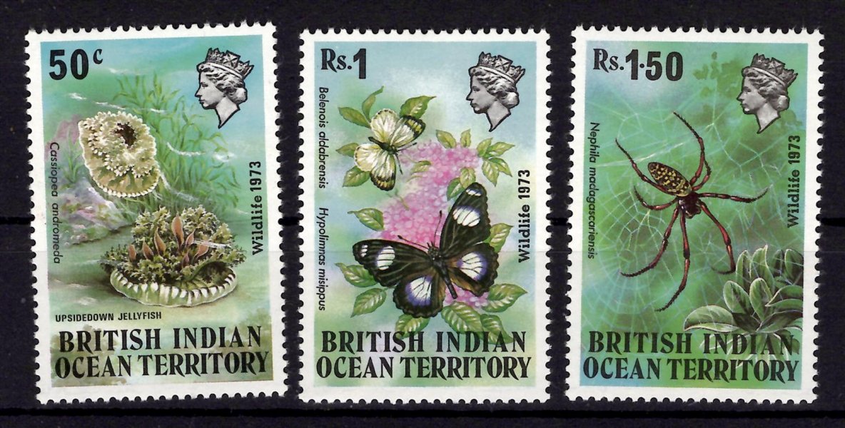 Britisch Indian Ocean Teritory - Mi. 54 - 6, výplatní řada, fauna, Alžběta