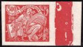 168 N ZT, HaV, papír křídový, krajový kus s částečně neopracovanou deskou, červená 500h, zkoušeno Vrba