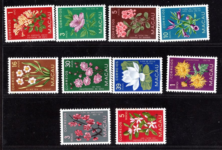 Macau - Mi. 394 - 402 výplatní řada, flora, hledané