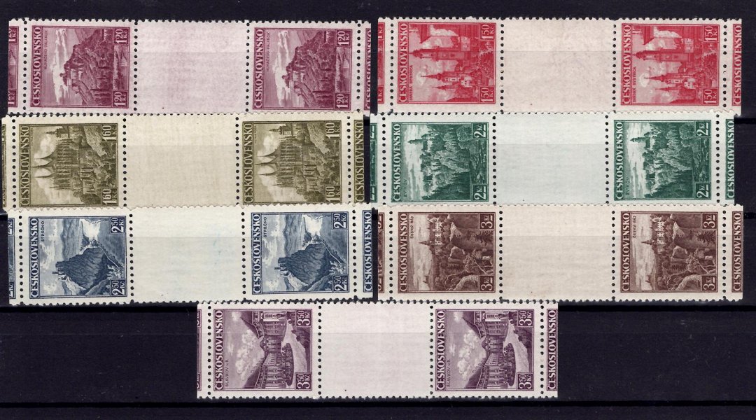 304 - 10 Ms, Krajiny, hrady, města, řezaná, svislá meziarší