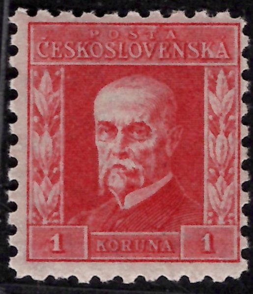 199, P 7, typ IV, TGM, červená 1Kč, zkoušeno Stupka