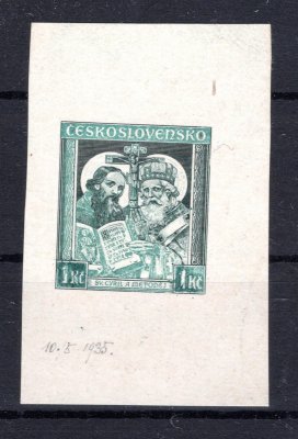 293 ; 1 Kč zelená 1935 rytina   - sv. Mětodej -  zkoušeno Vrba 