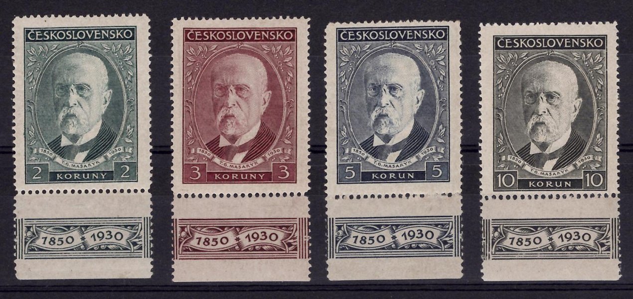 261 - 4 KD, TGM, kupóny dolní, kompletní řada, 5 K zkoušena Gilbert