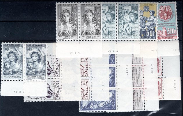 Sestava bloků známek z roku 1959 s daty tisku