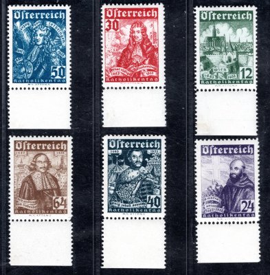 Rakousko - Mi. 557 - 62, katolíci,  kompletní řada, krajová