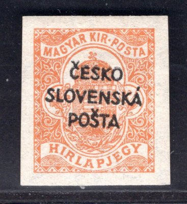 RV 157, Šrobárův přetisk, novinová, oranžová 2 f, zoušeno Mrňák, Gilbert