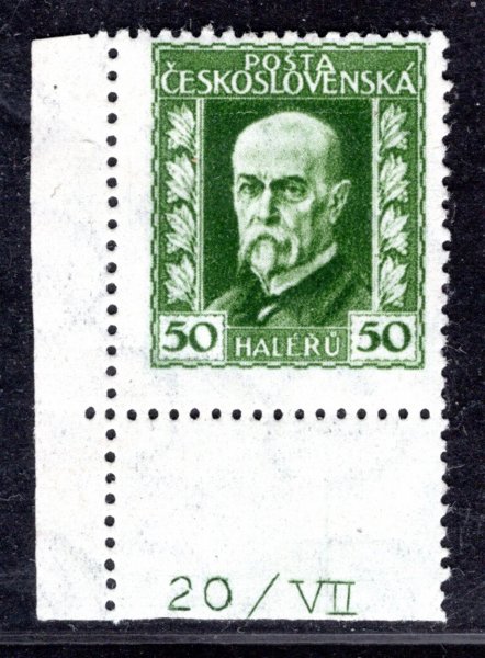 188 A, P 2, TGM, neotypie, hz 13 3/4:13 1/2 , rohový kus s  DČ, zelená 50 h, zkoušeno Gilbert,