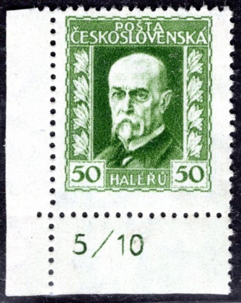 188 A, P 2, TGM, neotypie, hz 13 3/4:13 1/2 , rohový kus s  DČ, zelená 50 h, zkoušeno Gilbert,