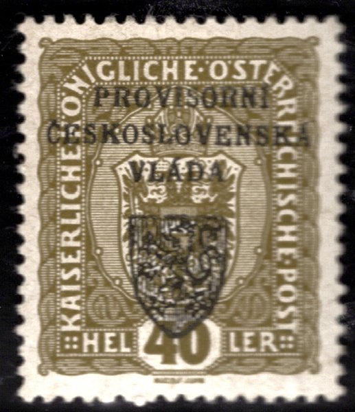 RV 10, I, Pražský přetisk, olivová 40 h, zkoušena Gilbert, Vrba