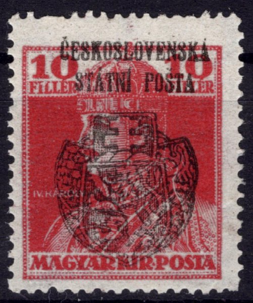 RV 125, Skalický přetisk, Karel, červená 10 f, zkoušena Gilbert, Vrba