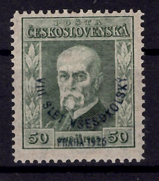 183, P 6, Všesokolský slet, zelená 50 h, zkoušeno Gilbert, Mrňál