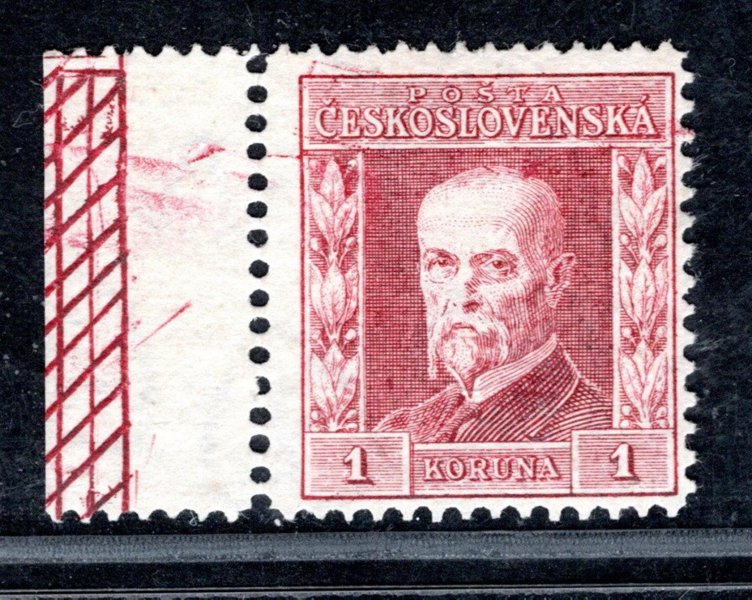 194, P 7, typ II, TGM, krajová 1 Kč červená , zk. Gi, hledaná známka