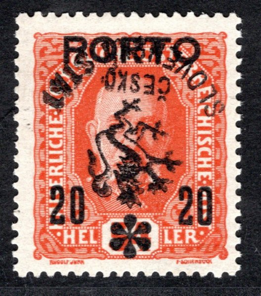 RV 75, Pp, Marešův přetisk, převrácený, PORTO, oranžová 20/54 h, zk. Mrňák, Fischmeister