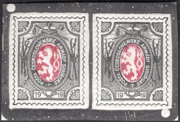 ZT, Polní pošta, lvíčci, soutisk dvou známek, původní TL, hnědošedá, červený střed
