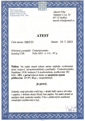 4 E, 5 h modrozelená, krajový 28ti blok s počítadly. Spojený příčkový typ na ZP 37/II. V dolní částu ohyb, skvrnka na lepu v druhé řadě, vodorovný spojený příčkový typ luxusní! Krásný blok, zkoušeno + Atest Vrba 