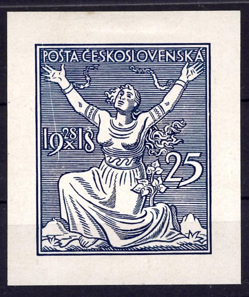 Návrh známky - zkusmý tisk velkého formátu, obraz známky 45,8 x 55,4 mm bez monogramu v modré barvě, krásný kus
