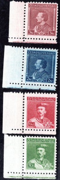 268 - 71, Tyrš,  rohové  bez DČ, okraj úzký, hledané