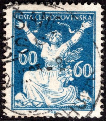 157 F, OR, modrá 60 h, hz 14 1/4, tzv. Teplický padělek, částečný otisk razítka Teplice-Šanov, -2.IX.23-8, zkoušeno Mrňák, Vrba a atest Vrba, nádherný exemplář! lehké razítko, jeden z nejhezčích kusů! 