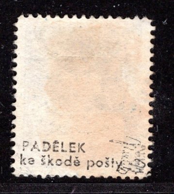 157 F, OR, modrá 60 h, hz 14 1/4, tzv. Teplický padělek, částečný otisk razítka Teplice-Šanov, -2.IX.23-8, zkoušeno Mrňák, Vrba a atest Vrba, nádherný exemplář! lehké razítko, jeden z nejhezčích kusů! 