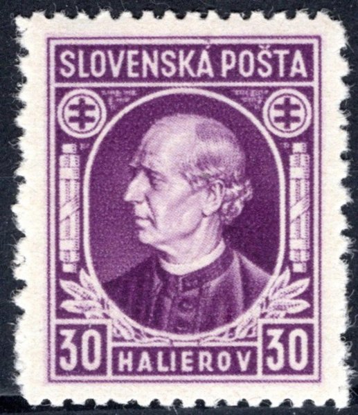 28C;  Hlinka 30h fialový, smíšené zoubkování C1 10 1 a 12 1, zn. Slovenský filatelista Bratislava, kat. 50 EUR